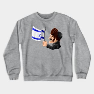 javier milei with israeli flag demonstrating his religious status Crewneck Sweatshirt